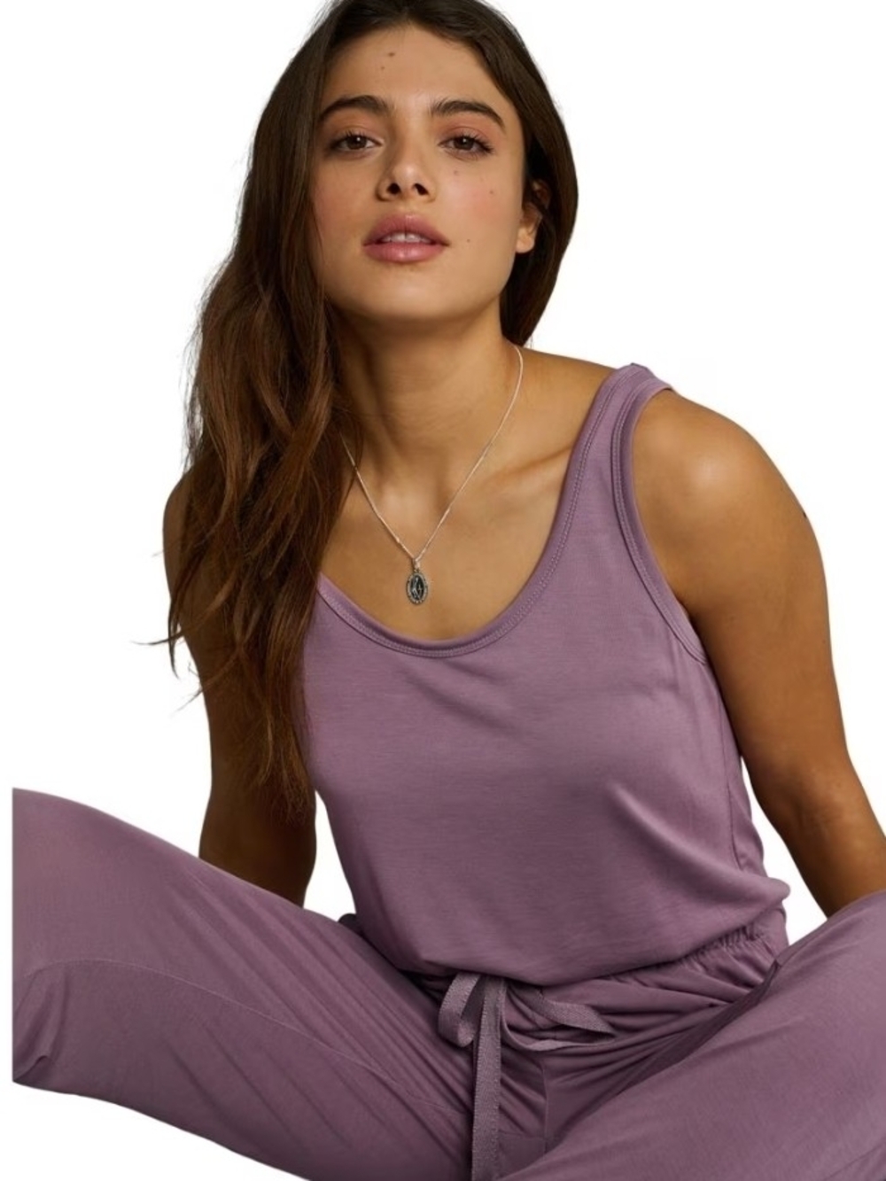Sleeveless Dusty Mauve Tie-Waist Jumpsuit